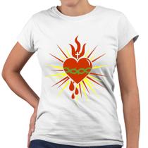 Camiseta Baby Look Sagrado Coração de Jesus Desenho - Web Print Estamparia