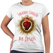 Camiseta Baby Look Sagrado Coração de Jesus Frase Religiosa