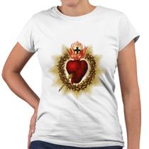 Camiseta Baby Look Sagrado Coração de Jesus Religiosa - Web Print Estamparia