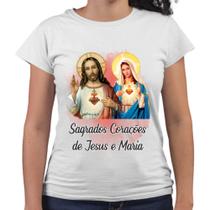 Camiseta Baby Look Sagrados Corações De Jesus E Maria
