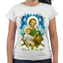 Camiseta Baby Look São José Flores Patrono Religiosa