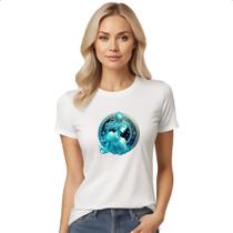 Camiseta Baby Look Signo de Aquario placa de luxo