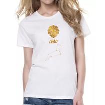 Camiseta Baby Look Signo Leao Constelacao Dourada