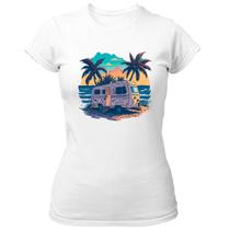 Camiseta Baby Look Trailer Acampamento Sunset