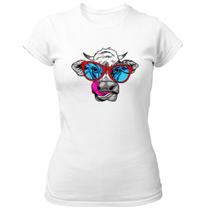 Camiseta Baby Look Vaca Doida Lambendo Oculos Vermelhos
