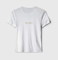 Camiseta Baby Look Wiser 100% Algodão Branca - Dourada