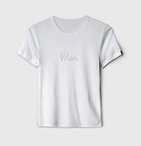 Camiseta Baby Look Wiser 100% Algodão Branca - Prata