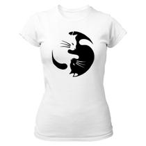 Camiseta Baby Look Yin e Yang Cats