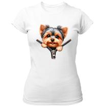 Camiseta Baby Look Yorkshire Terrier no Ziper