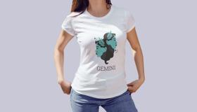 Camiseta Babylook 100% Algodão Signos Gêmeos Gola Canoa Camiseta Babylook 100% Algodão Signos Gêmeos Gola Canoa