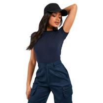 Camiseta Babylook Básica Confortável 100%Algodão Azul Marinho Camiseta Babylook Básica Confortável 100%Algodão Azul Marinho