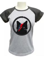 Camiseta Babylook David Bowie Black Cat