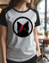 Camiseta Babylook David Bowie Black Cat
