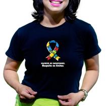 Camiseta babylook educação inclusiva inclusão na escola laço autismo professora plus size