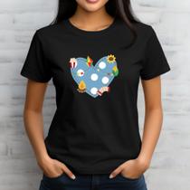 Camiseta babylook estampa festa junina arraiá na escola coração com desenhos camisa plus size