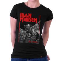 Camiseta Babylook Feminina Iron Maiden The Trooper Banda Camiseta Babylook Feminina Iron Maiden The Trooper Banda
