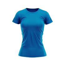 Camiseta Babylook Feminina Lisa DryFit Uv Azul Turquesa