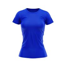 Camiseta Babylook Feminina Lisa DryFit Uv Verão Azul Royal