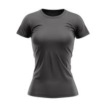 Camiseta Babylook Feminina Lisa DryFit Uv Verão Cinza