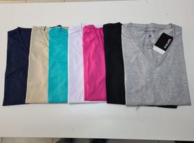 Camiseta Babylook Feminina Manga Curta Decote V Malwee 47373 Algodão.(A peça)