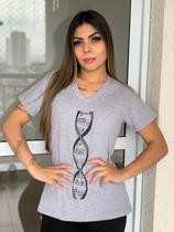 Camiseta Babylook Gola V Cinza - DNA Musical Camiseta Babylook Gola V Cinza - DNA Musical