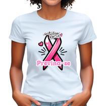 Camiseta Babylook Outubro Rosa Laço Se Cuide Toque Câncer de Mama blusa plus size mulher feminina
