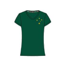 Camiseta babylook wunder brasil estrela gola v tecido leve