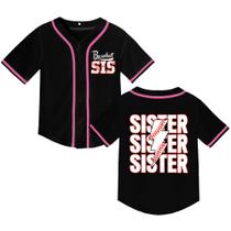 Camiseta BAICAIYU Baseball Sister para meninas 1T poliéster preta