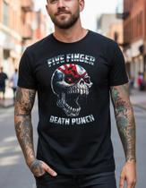 Camiseta Banda Five Finger Death Punch Caveira Masculina Camiseta Banda Five Finger Death Punch Caveira Masculina