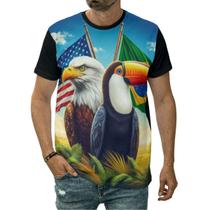 Camiseta Bandeira Brasil Estados Unidos Águia Tucano Países