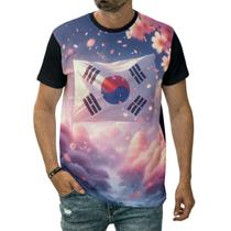 Camiseta Bandeira Coreia Do Sul País Céu Nuvens Arte