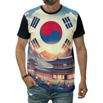 Camiseta Bandeira Coreia Do Sul Templo Coreano Antigo País