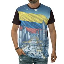 Camiseta Bandeira Da Colômbia Cidade Bogotá Metrópole País Camiseta Bandeira Da Colômbia Cidade Bogotá Metrópole País