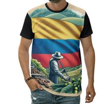 Camiseta Bandeira Da Colômbia Plantação De Café Campos País