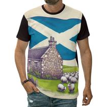 Camiseta Bandeira Da Escócia Cabana De Pedra Campo País