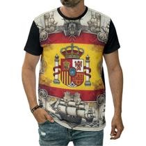 Camiseta Bandeira Da Espanha País Caravelas Navio Navegações