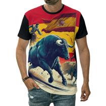 Camiseta Bandeira Da Espanha País Touro Animal Tradição Arte