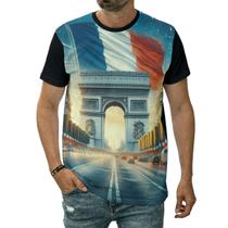 Camiseta Bandeira Da França Monumento País Europa Paisagem Camiseta Bandeira Da França Monumento País Europa Paisagem