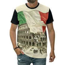Camiseta Bandeira Da Itália Coliseu Fórum Romano País Nação