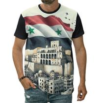 Camiseta Bandeira Da Síria Na Cidadela De Alepo País Ásia