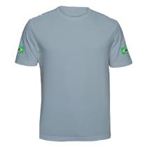 Camiseta Bandeira do Brasil nas mangas Cor:CinzaTamanho:P