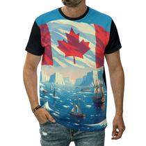 Camiseta Bandeira Do Canadá País Oceano Inverno Gelo Frio
