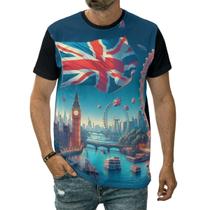 Camiseta Bandeira Do Reino Unido Cruz Símbolo Lago Paisagem