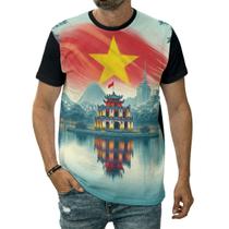 Camiseta Bandeira Do Vietnã País Lago Paisagem Ásia Nação