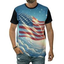 Camiseta Bandeira Estados Unidos América Eua Céu Azul Nuvens