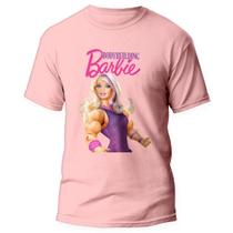 Camiseta Barbie BodyBuilder Treino Fofo Academia Rosa 1