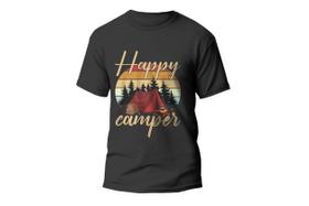 Camiseta Barraca Happy Camper Preta Camiseta Barraca Happy Camper Preta