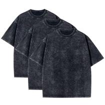 Camiseta Bashkkuytrlsy vintage de grandes dimensões de algodão lavado em pedra