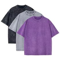 Camiseta Bashkkuytrlsy vintage de grandes dimensões de algodão lavado em pedra Camiseta Bashkkuytrlsy vintage de grandes dimensões de algodão lavado em pedra