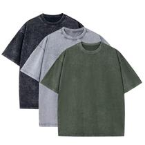 Camiseta Bashkkuytrlsy vintage de grandes dimensões de algodão lavado em pedra Camiseta Bashkkuytrlsy vintage de grandes dimensões de algodão lavado em pedra